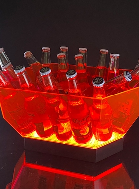 led酒吧发光冰桶创意烟灰色冰槽酒框ktv香槟桶洋酒桶冰粒啤酒冰桶