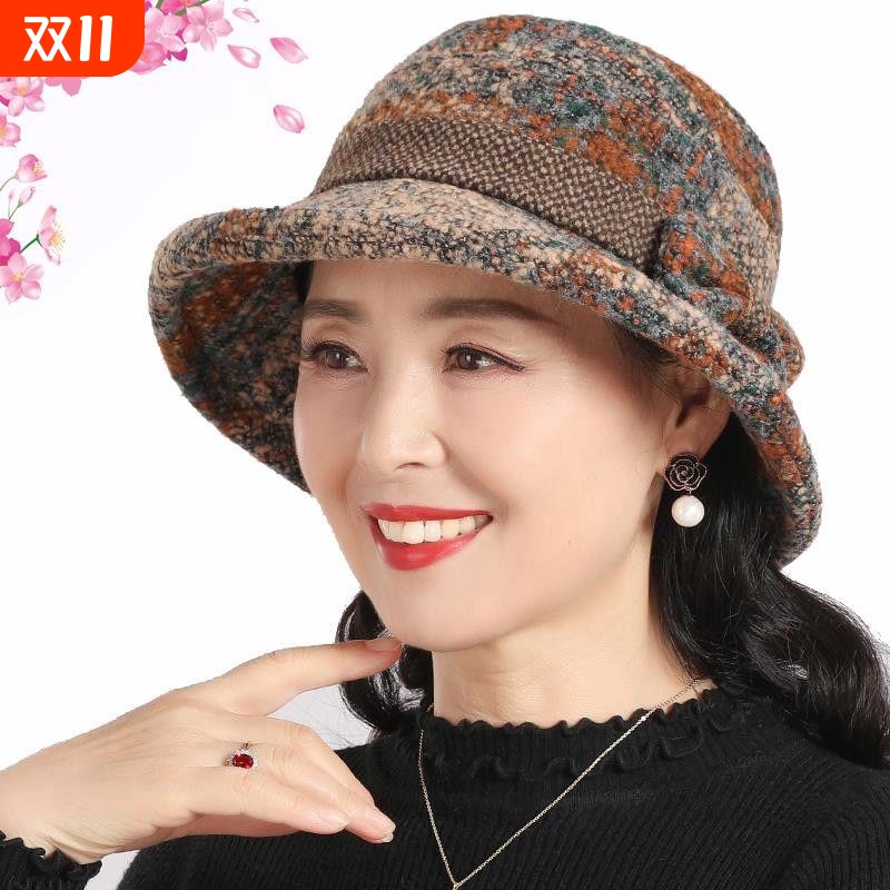 秋冬季妈妈礼帽加厚奶奶盆帽中老年人帽子女士老人春秋休闲渔夫帽