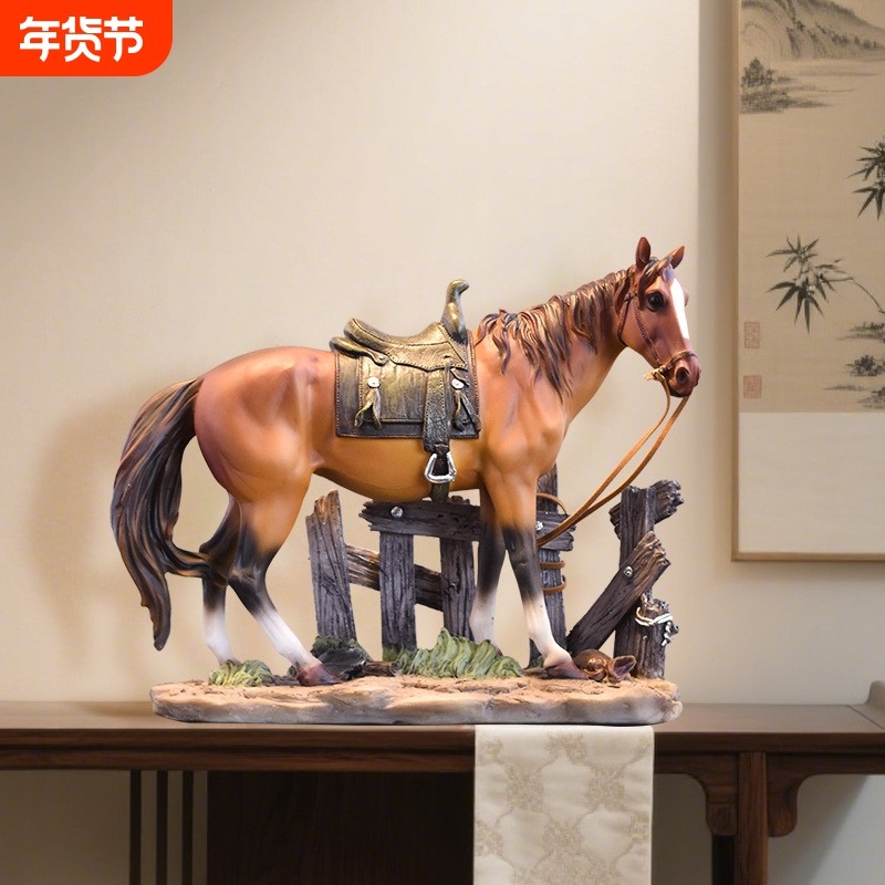 爆款马雕像轻奢家居小骏马摆件客厅玄关电视柜装饰招财马年工艺品