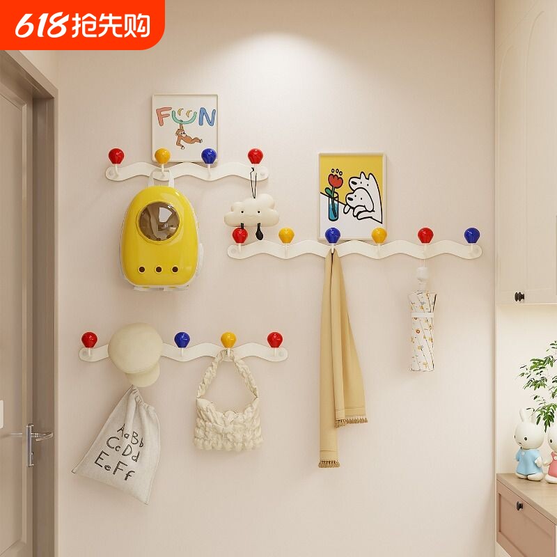 玄关进门挂钩挂衣钩挂衣架墙上壁挂卧室免打孔入户门后钥匙包包架