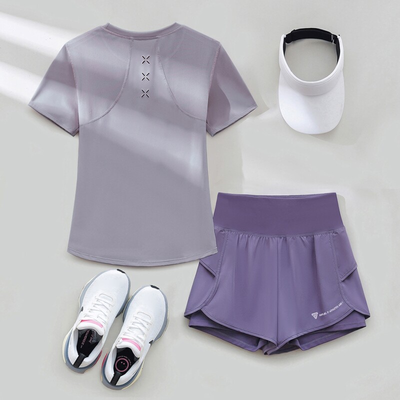 速干女夏季运动套装健身服透气专业训练服2026新款宽松跑步瑜伽服图片