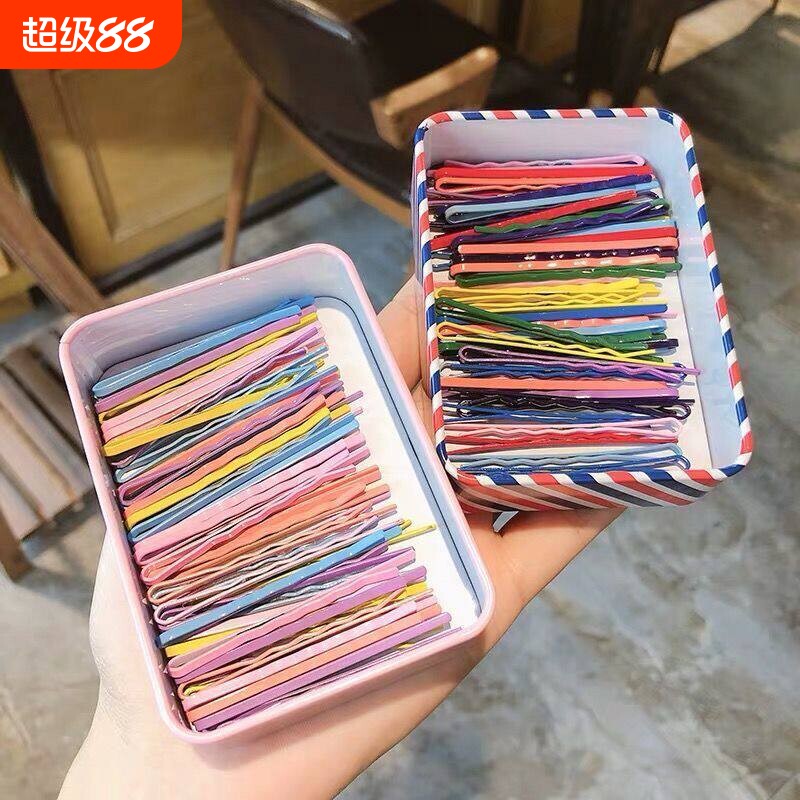 彩色夹头发的一字夹发卡侧边夹碎发夹少女黑色夹子百搭彩虹夹气质图片