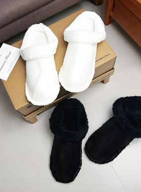 冬季加绒黑色洞洞拖鞋毛绒内胆保暖男女棉套加厚可拆卸家居拆洗