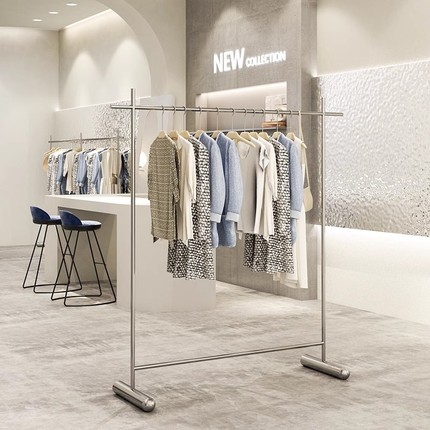 服装店不锈钢落地式挂衣架货架展示架陈列道具室内耐用承重智能