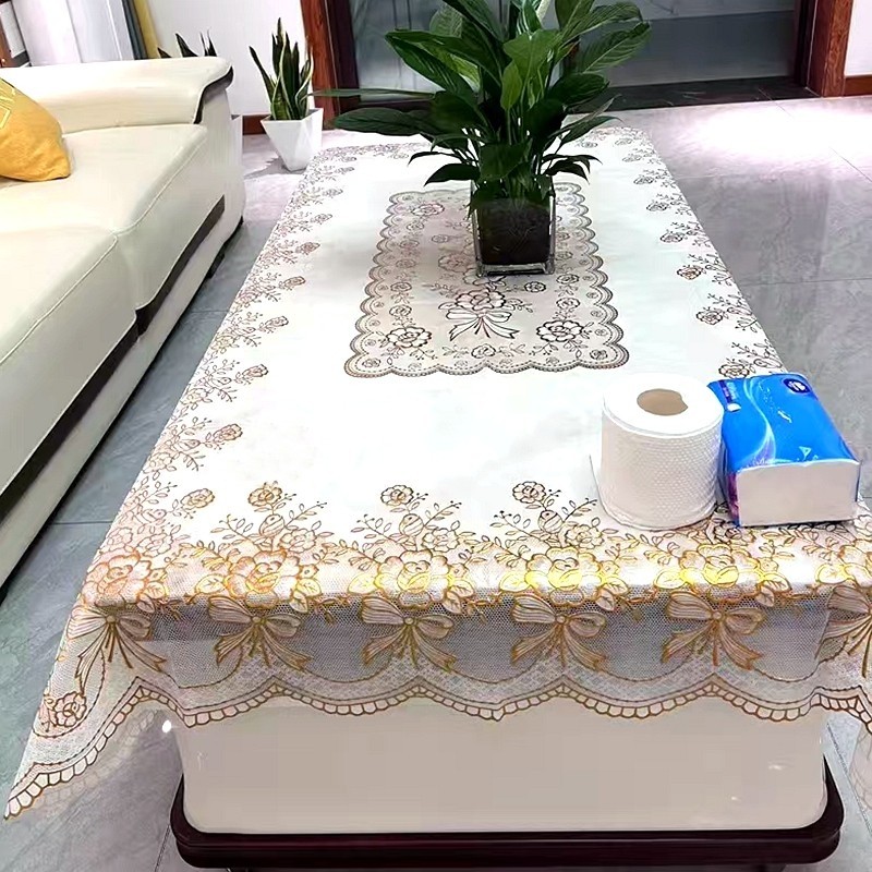 桌布防水防烫防油免洗轻奢高级感烫金台布客厅桌垫长方形茶几桌布