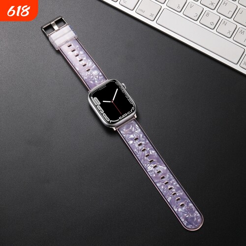 适用于苹果iwatchS11/10手表带38/42mm贝壳纹斑马款表带iwatchSE3/2/1精致时尚智能手表表带
