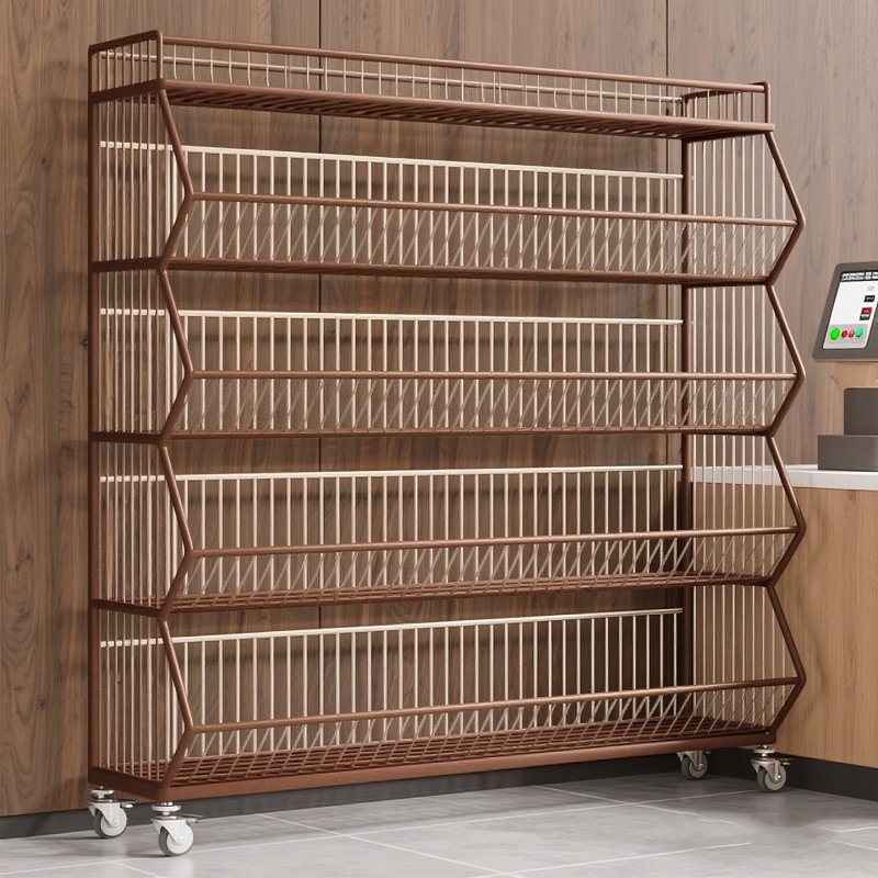 超市零食货架收银台前小货架陈列架斜口篮便利店置物架移动货物架