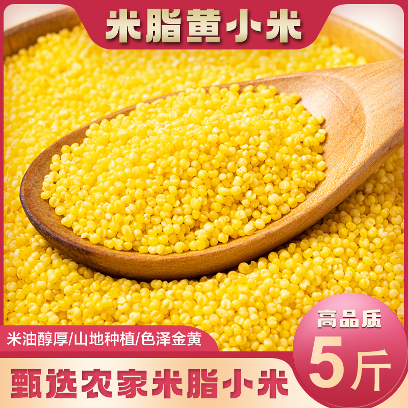 陕西小米杂粮真空黄小米小黄米糯小米小米粥新鲜小米米脂小米5斤