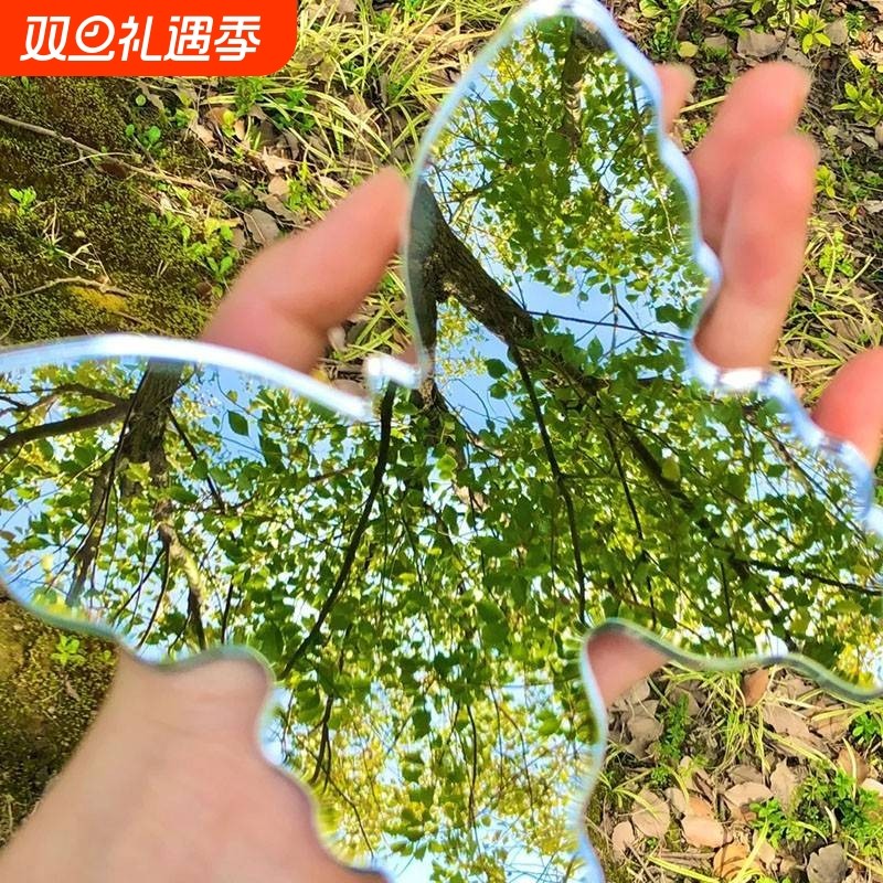 网红拍照道具亚克力梳妆化妆镜子圆形diy免打孔自粘贴墙异形软镜