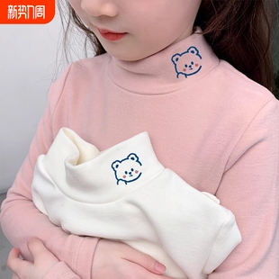 女童德绒长袖打底衫秋冬2025新款儿童时尚半高领t恤女孩上衣双面