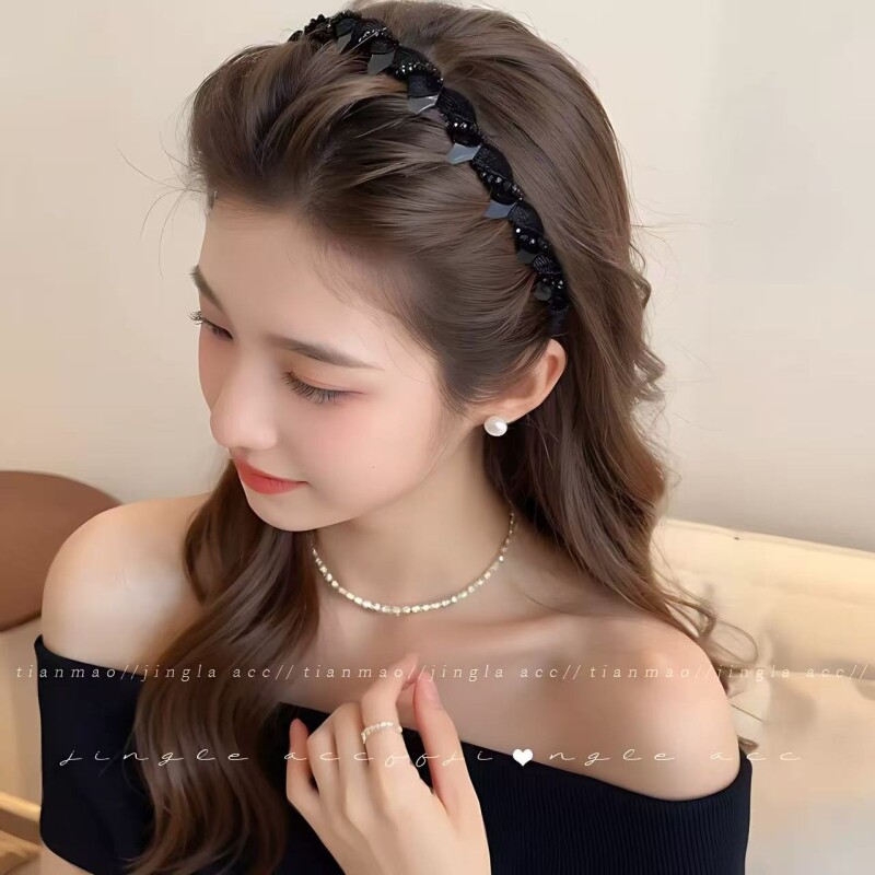 轻奢闪钻高颅顶发箍女款高级图片
