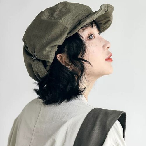 日系文艺复古报童画家帽子女大头围显脸小贝雷帽春秋款云朵八角帽 - 封面