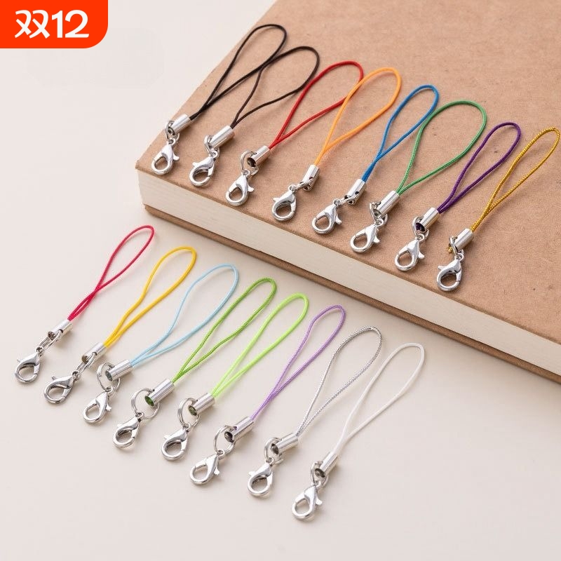 DIY短款饰品配件小挂绳金属圈手机链龙虾扣吊饰钥匙u盘彩色挂绳扣
