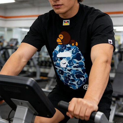 BAPE潮牌短袖猿人头鲨鱼嘴夏季新款纯棉男女宽松上衣T恤白色黑色