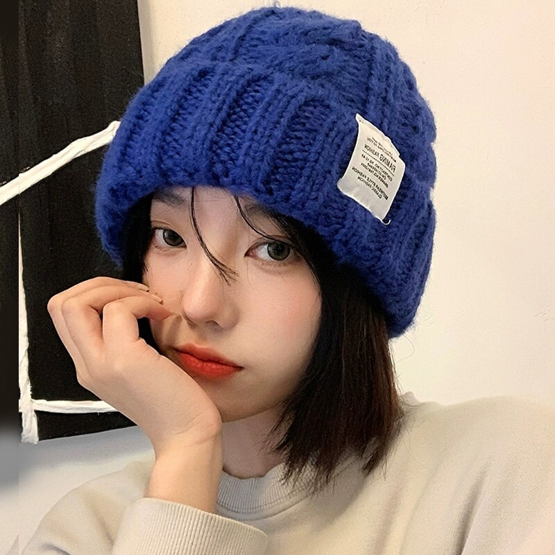大头围毛线帽子女款秋冬季保暖堆堆冷帽大脸显脸小针织护耳帽户外