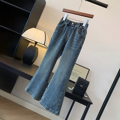 女童百搭修身显瘦牛仔喇叭裤