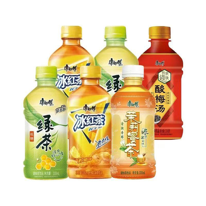 康师傅绿茶330ml*6瓶小瓶装茉莉茶饮料蜂蜜茉莉味酸梅汤冰红茶