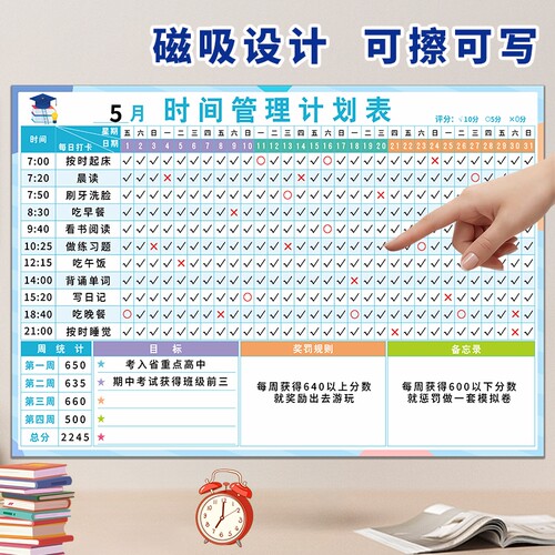 磁性月计划表好习惯自律打卡墙贴