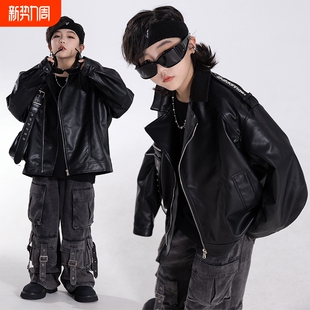 夹克中大儿童韩版 男童皮衣外套春秋款 男孩春季 春装 衣服潮 2026新款