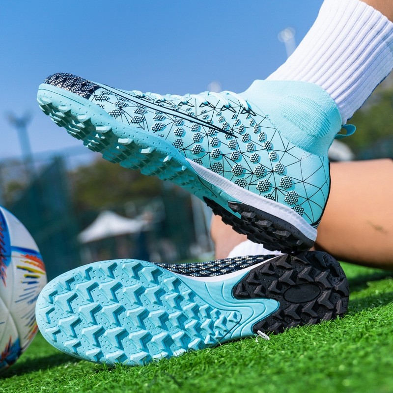 高帮足球鞋tf碎钉人造坪FG钉皮足男女青少年学生训练鞋