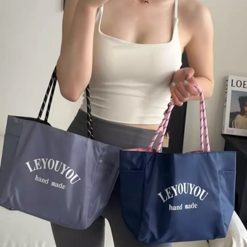 多巴胺防水布手提袋饭盒包2025上班手提包外出妈咪包紫色帆布粉色