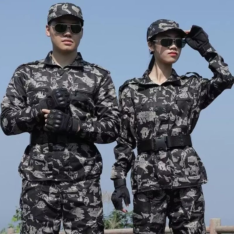 新式春秋迷彩服套装男军训拓展军迷正版正规女学生耐磨野外工作服