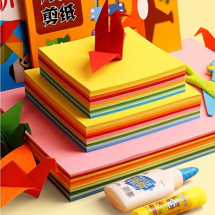 折纸彩纸正方形a4硬卡纸剪纸书幼儿园宝宝儿童小学生手工专用彩色软厚千纸鹤制作材料包折叠纸折纸书大全批发