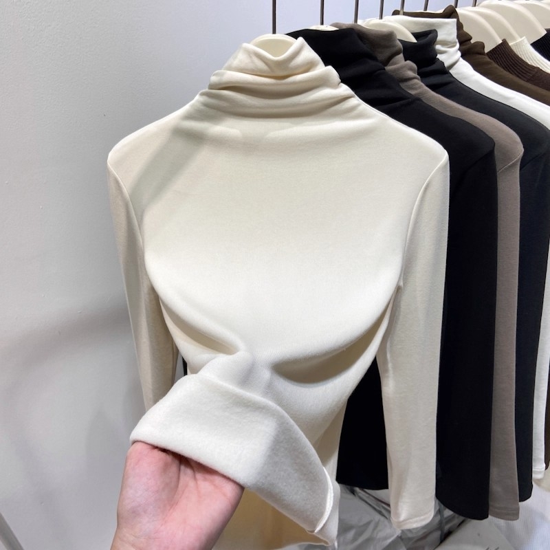 高领德绒打底衫女内搭2025新款