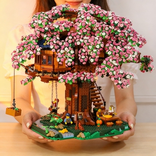 兼容乐高樱花树屋积木3d立体拼图高难度建筑拼装玩具女孩生日礼物