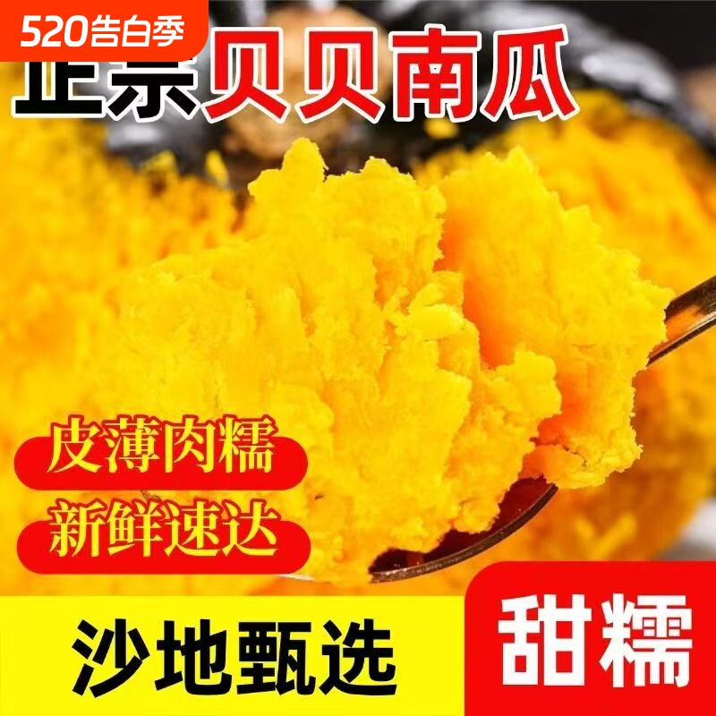 贝贝南瓜正宗新鲜板栗味小南瓜栗面老瓜婴儿孕妇粉糯早餐