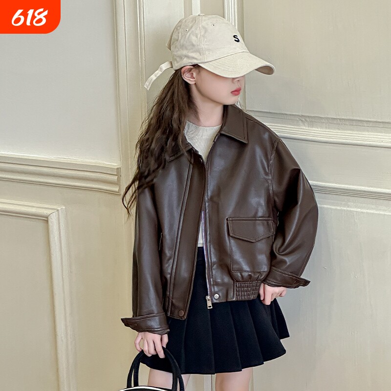 女童皮衣外套2026春装新款儿童春秋休闲皮衣大童女孩上衣夹克童装