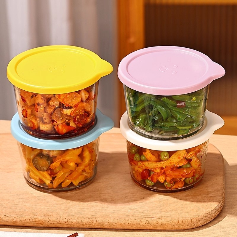 厨房玻璃保鲜盒冷藏密封小菜泡菜罐子4个装180ml,餐饮具,保鲜盒,淘宝优惠券,粉丝福利购,淘宝优惠卷