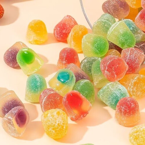 爆浆果汁软糖混合水果味橡皮糖维生素C酸甜QQ糖果儿童小零食批发