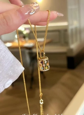 中古轻奢手工滴釉花朵水桶包包项链女小众轻奢精致独特锁骨链