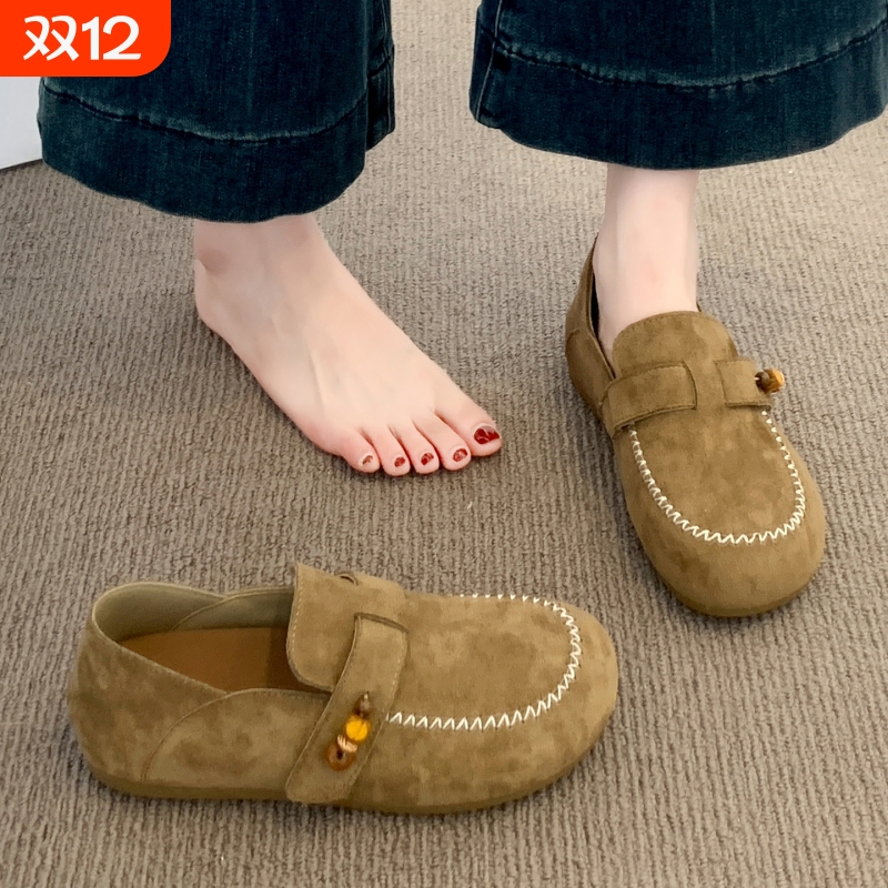 勃肯鞋女2025新款爆款秋季女鞋百搭复古单鞋软底豆豆鞋子平底防滑