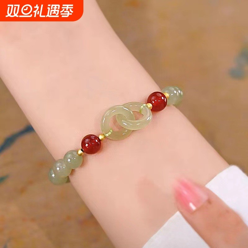 环环相扣手链女2024年新款轻奢小众精致串珠学生闺蜜琉璃手串手饰