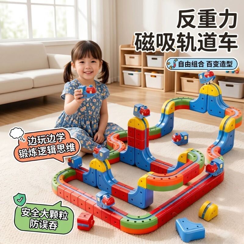 百变磁力轨道玩具儿童益智高铁火车DIY积木男女孩礼物3磁吸电动