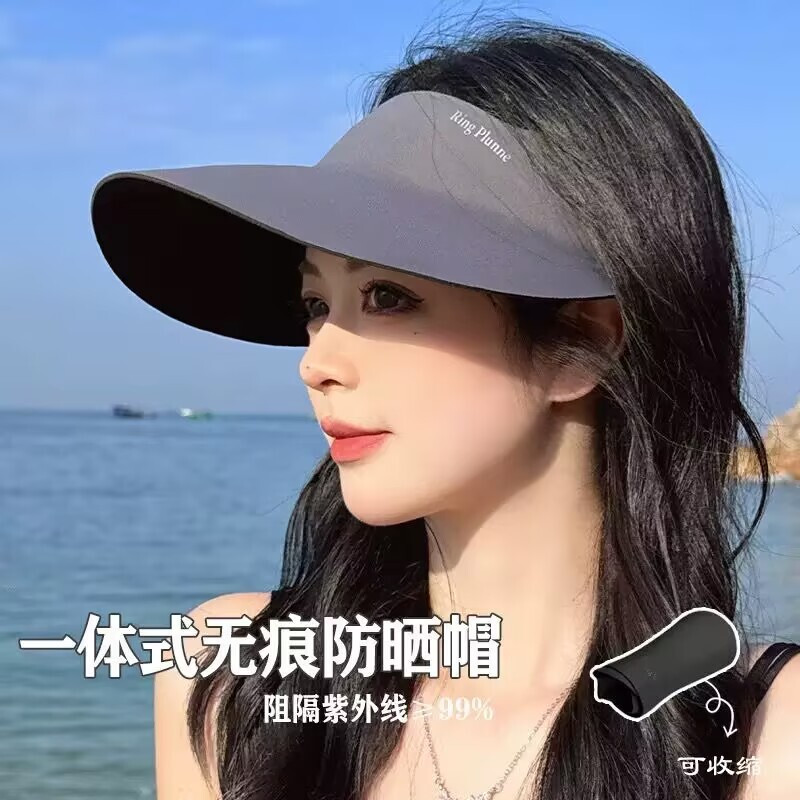 无痕帽空顶防晒帽女夏季防紫外线户外遮阳大帽檐锦纶帽子遮阳帽图片