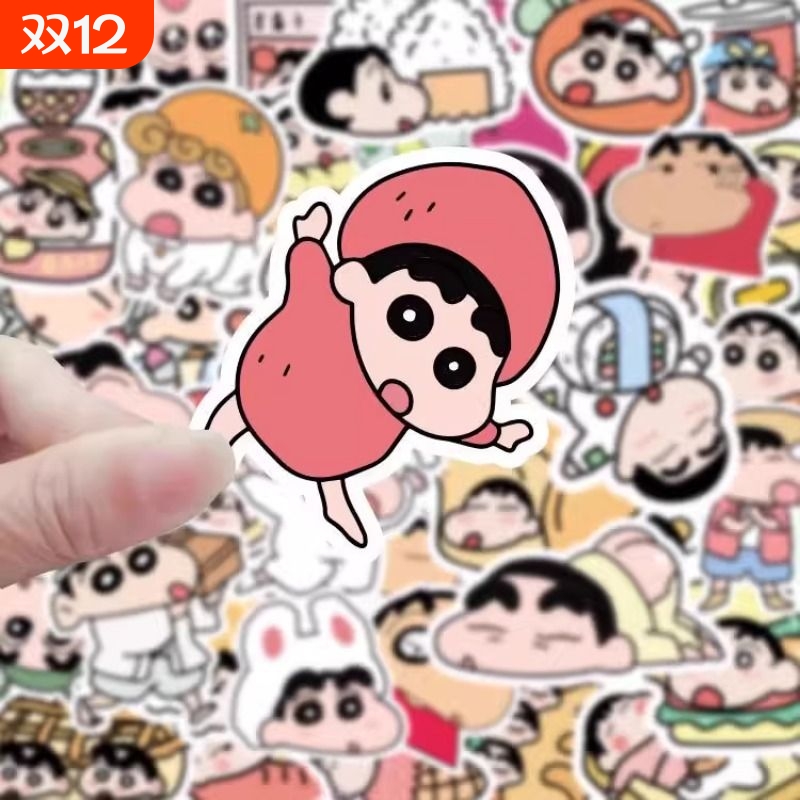 不重复可爱卡通蜡笔小新贴纸搞笑表情包ins风高颜值防水装饰