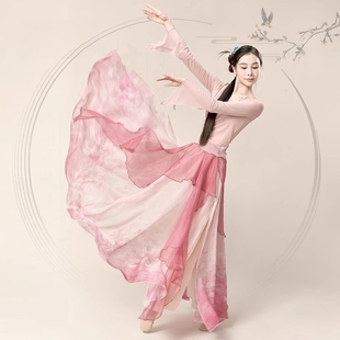 古典舞仙气双层纱衣身韵上衣练功舞蹈女服中国舞古风飘逸裙裤 套装