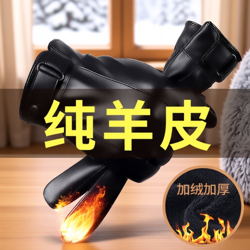 皮手套男士冬季骑行加绒加厚保暖防风防水摩托车骑车真皮羊皮手套