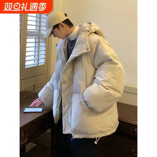 户外冬季羽绒服男士港风宽松面包服连帽加厚青少年ins潮大码外套