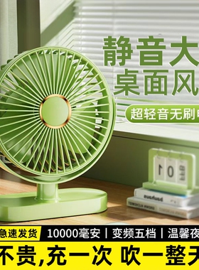 新款桌面小风扇小电风扇静音usb办公室学生宿舍床上户外小型电扇台式大风力制冷迷你便携吊扇悬挂