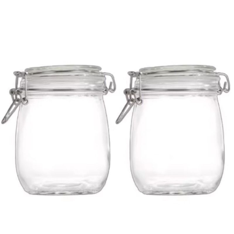 透明密封储物罐玻璃1000ML*2食品瓶子蜂蜜柠檬泡酒家用罐子