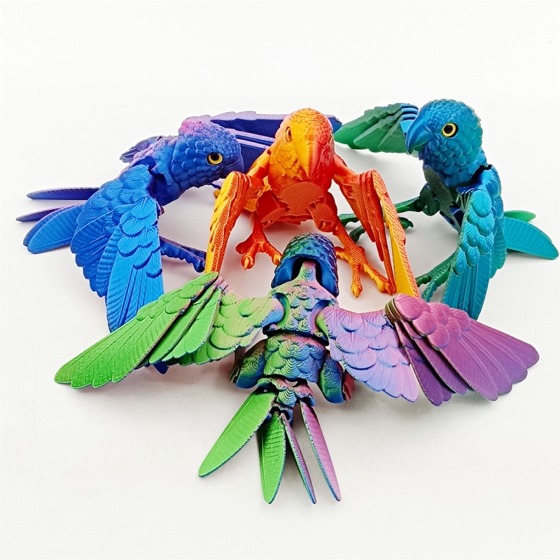 3D打印鹦鹉仿真模型摆件礼物创意手办动物关节科动活动手办玩具