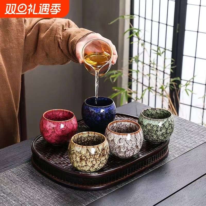 窑变龙蛋主人茶具单个大号家用陶瓷茶杯品茗茶盏建盏功夫套装高档