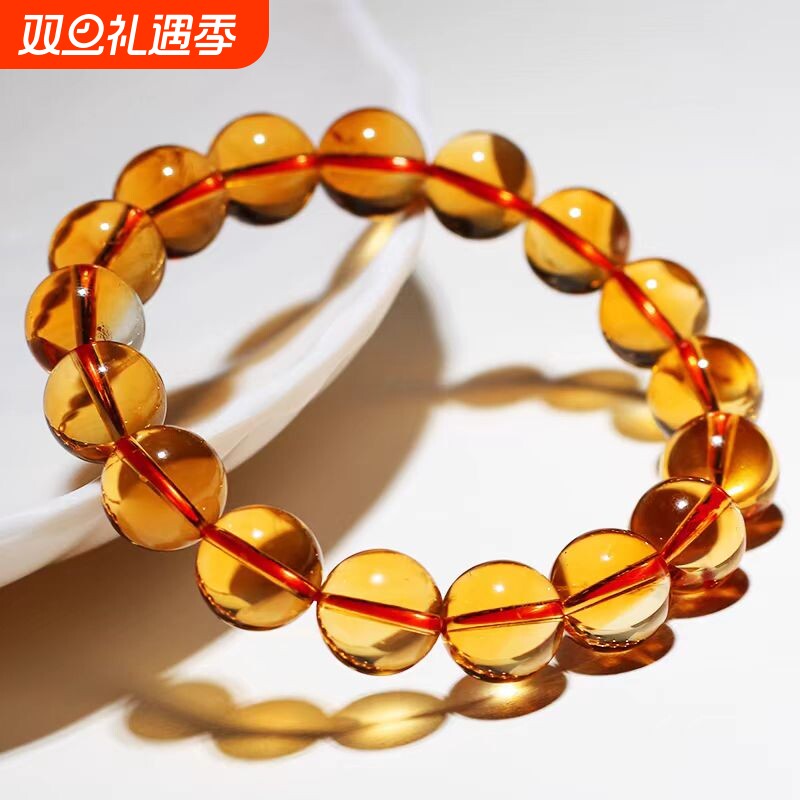 招财黄水晶手链同款仿巴西貔貅手串男女转运暴力情侣珠宝三圈