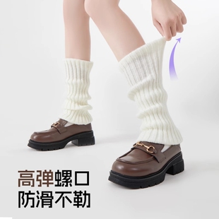 显瘦堆堆袜套秋冬季 袜子女灰色辣妹针织腿套保暖中筒袜百搭小腿袜
