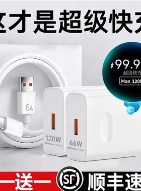超级闪充120W适用华为荣耀充电器66手机快充头mate60 p70p50p40p30pro nova11/10/9/8插头数据线原22.5W套装