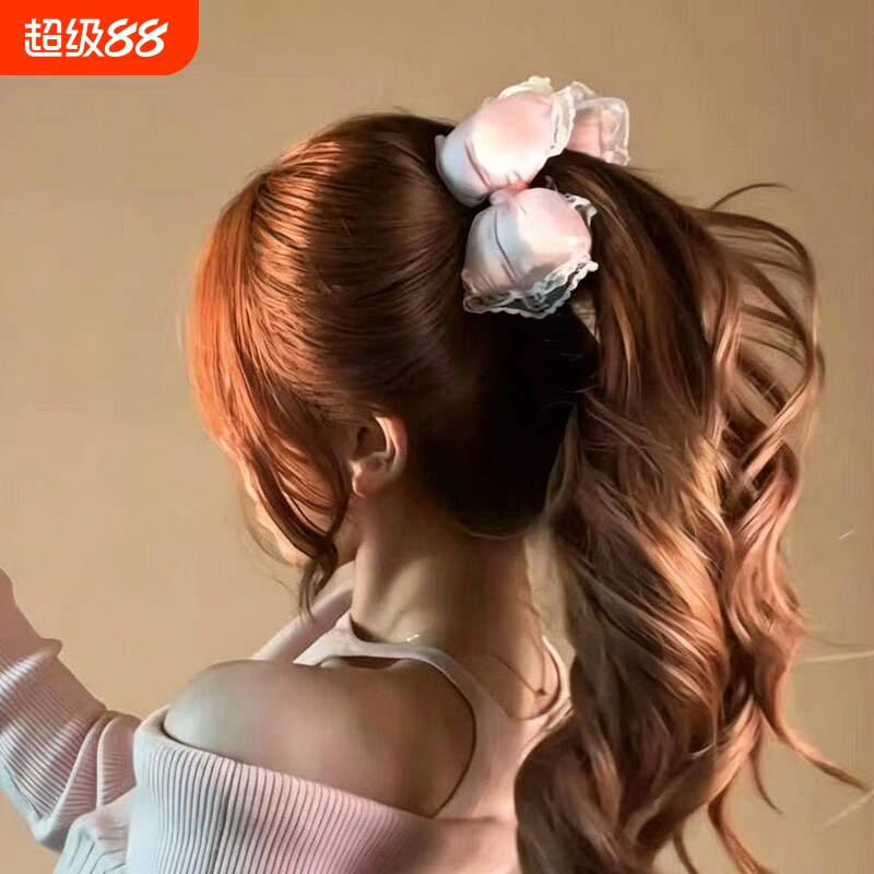 小清新蕾丝边枕头蝴蝶结发夹浅嫩粉色填充棉立体发饰少女甜妹可爱
